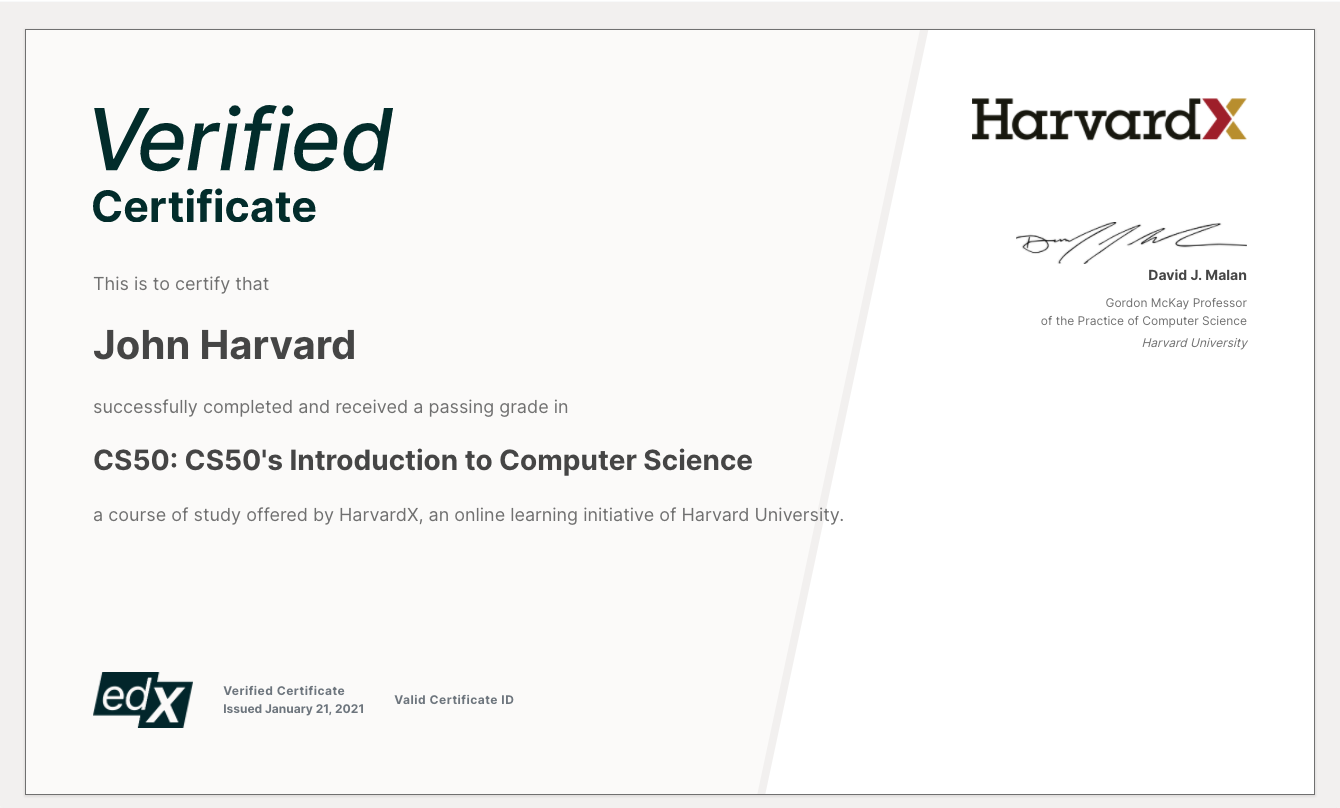 certificado harvard ejemplo